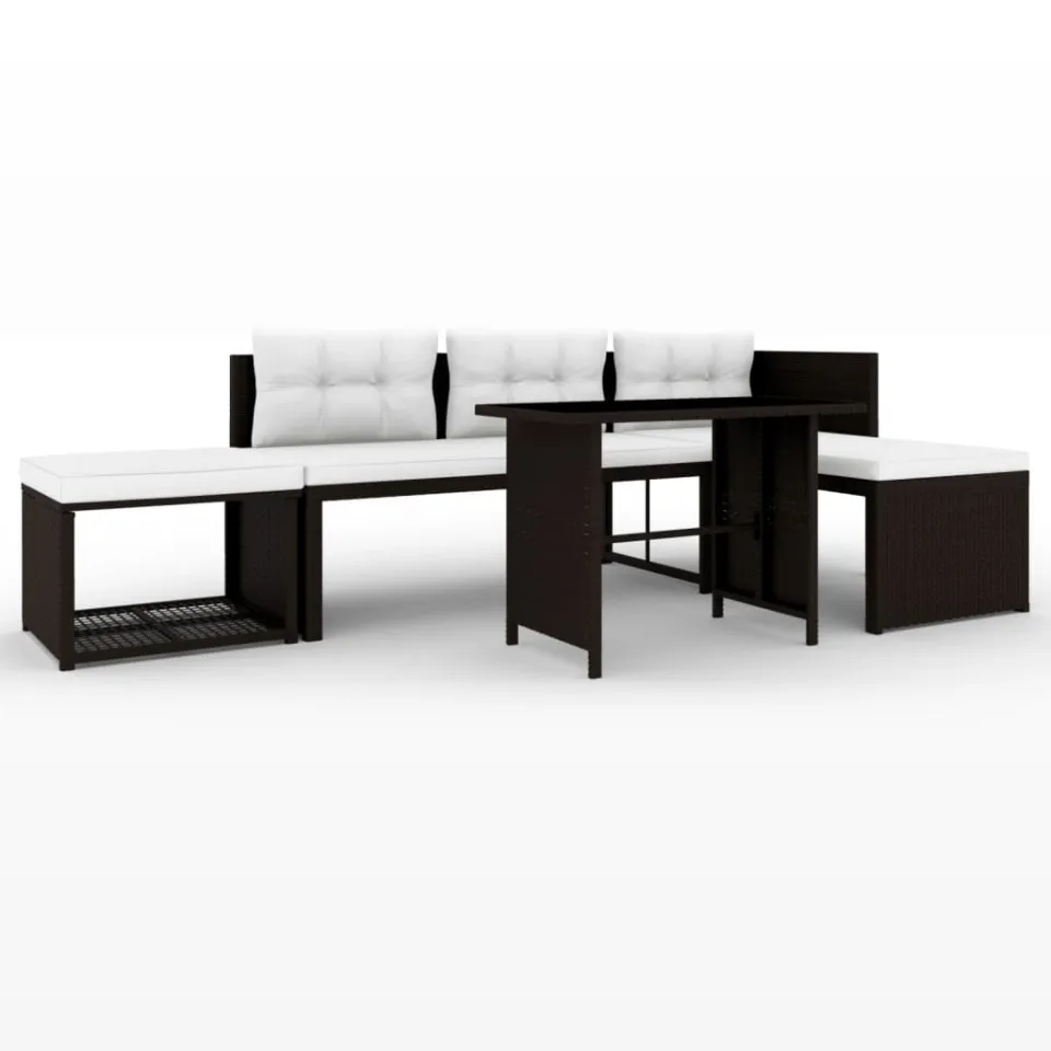 vidaXL 4-delige Loungeset poly rattan bruin, foto 3