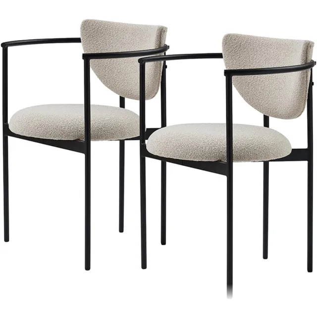 KOMHTOM BLACKCOLORS Lunar eetkamerstoel met armleuningen – Eetkamerstoel met zwart metalen frame, kaki, set van 2 (54 x 47 x 76 cm) Ergonomisch comfort en moderne stijl