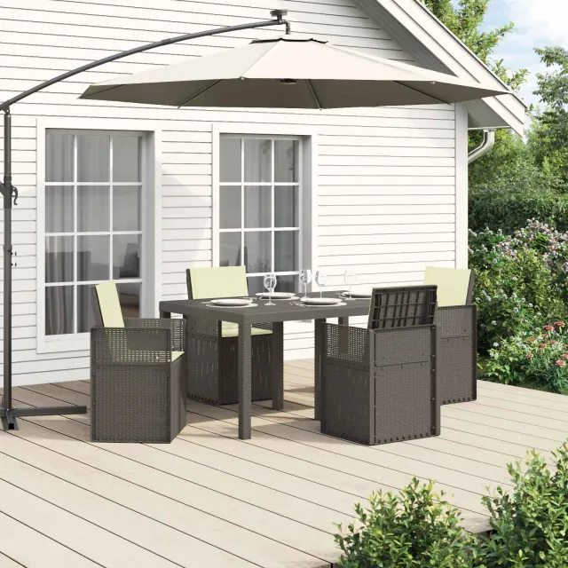vidaXL Tuin eettafelset 5 st Lichtgrijs en Crème PP