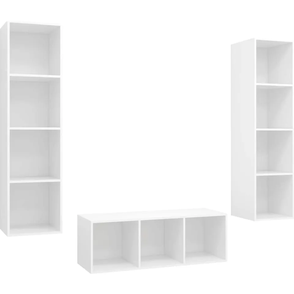 vidaXL 3-delige Tv-meubelset bewerkt hout wit, foto 3