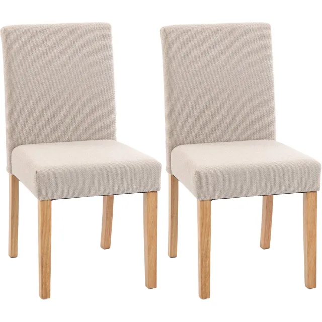 Homona Eetkamerstoelen 2-delige set - Gestoffeerd - Met kautschuk houten poten - 46 x 56 x 88 cm - Beige