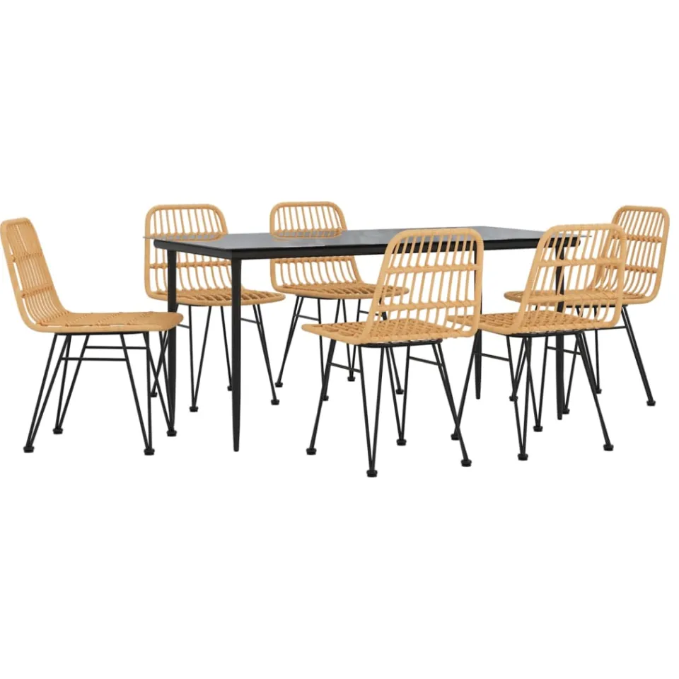vidaXL 7-delige Tuinset poly rattan Bruin