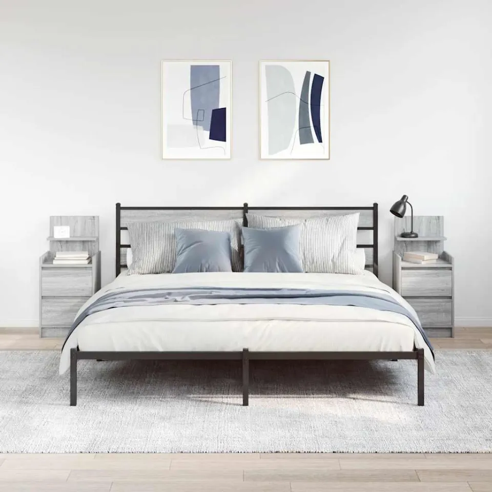 vidaXL Nachtkastjes met 2 lades 2 st 38x34x80 cm grijs sonoma, foto 3