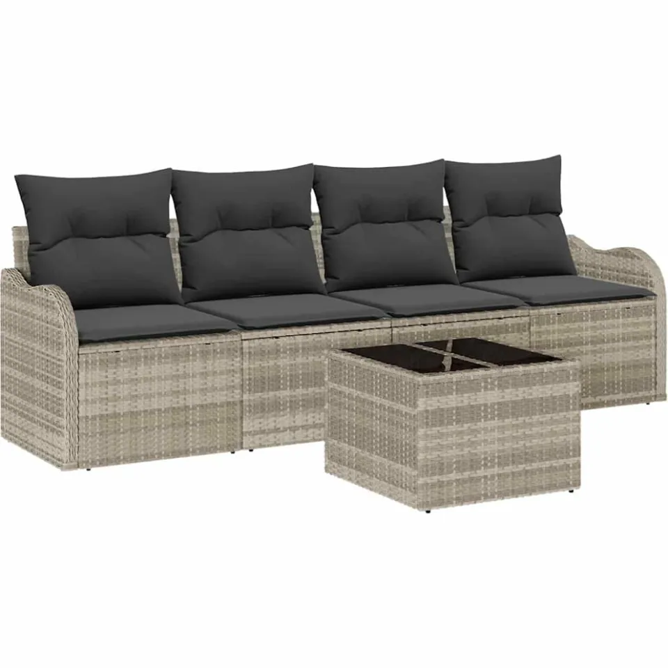 vidaXL Tuin Sofa Set Lichtgrijs poly rattan