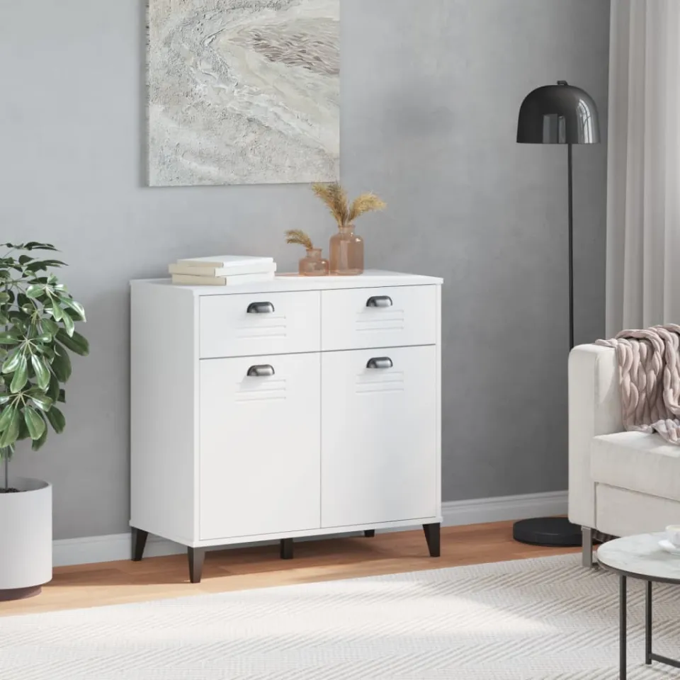 vidaXL Dressoir VIKEN 80x40x80 cm bewerkt hout wit, foto 3