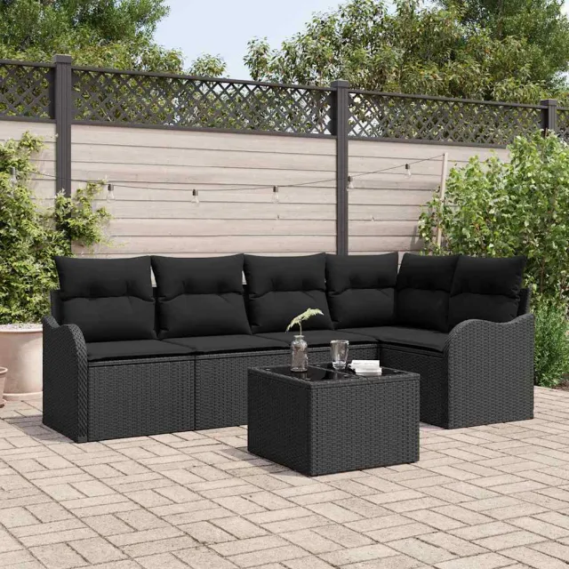 vidaXL Tuin Sofa Set 6 st Zwart poly rattan, foto 2