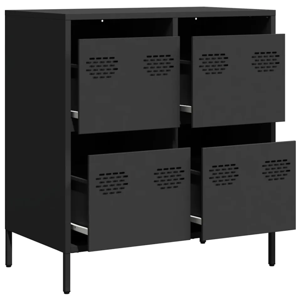 vidaXL Dressoir 68x39x73,5 cm koudgewalst staal zwart, foto 4