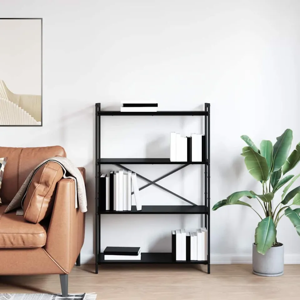 vidaXL Boekenkast 80 x 30 x 120 cm Bewerkt hout Zwart Eiken, foto 5