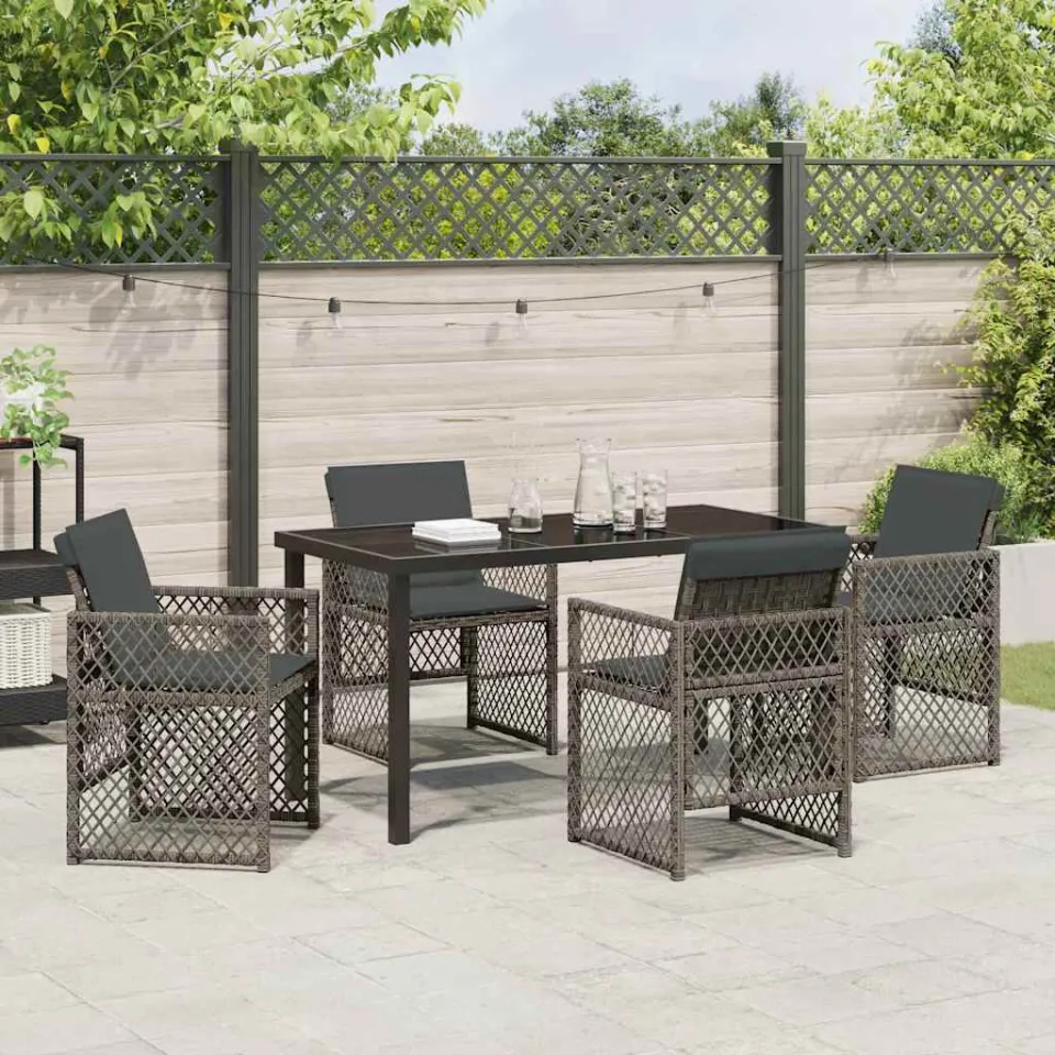 vidaXL Tuin eettafelset 5 st Grijs poly rattan, foto 3