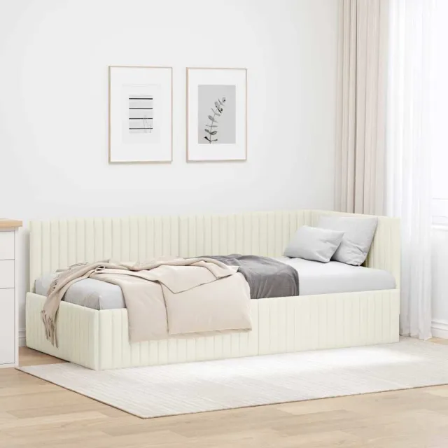 vidaXL Hoekbedframe Crème 90 x 200 cm fluweel