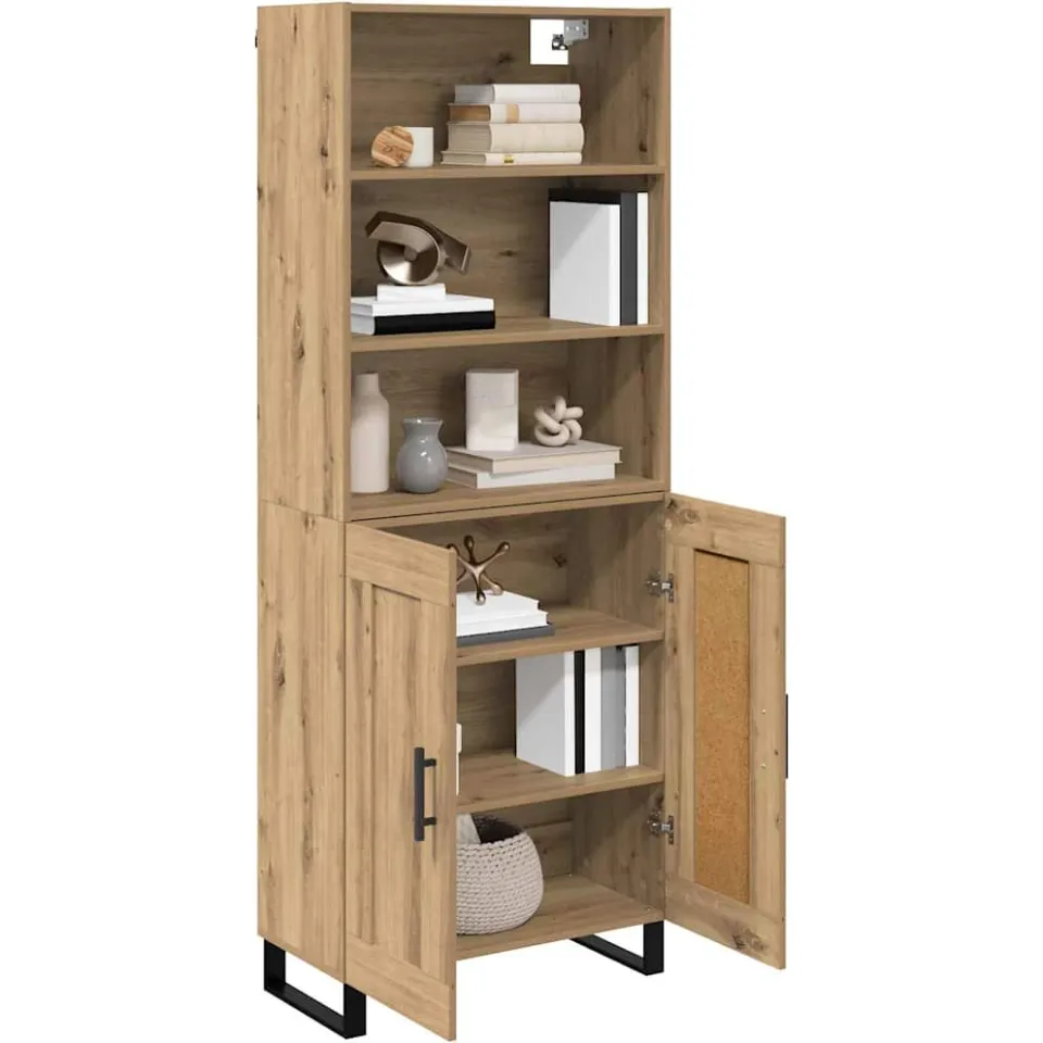 vidaXL Hoge kast 2 st Artisan Eiken 69,5 x 34 x 180 cm Bruin