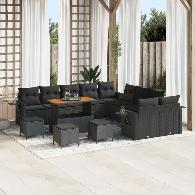 vidaXL Tuin Sofa Set 14 st Zwart poly rattan, foto 2