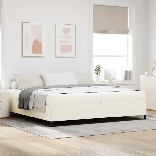 vidaXL Bedframe met matras Crème 200 x 200 cm Stof