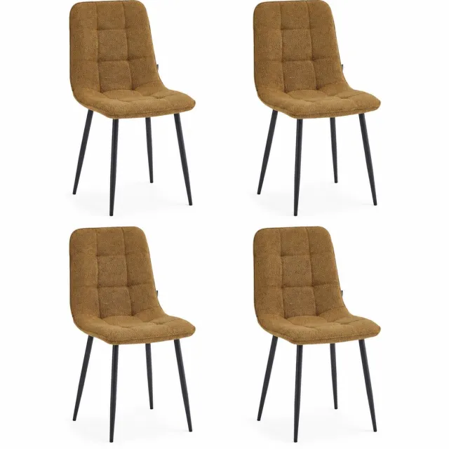 Colenis Ela Eetkamerstoel - Set Van 4 - Okergeel - Bouclé - Design