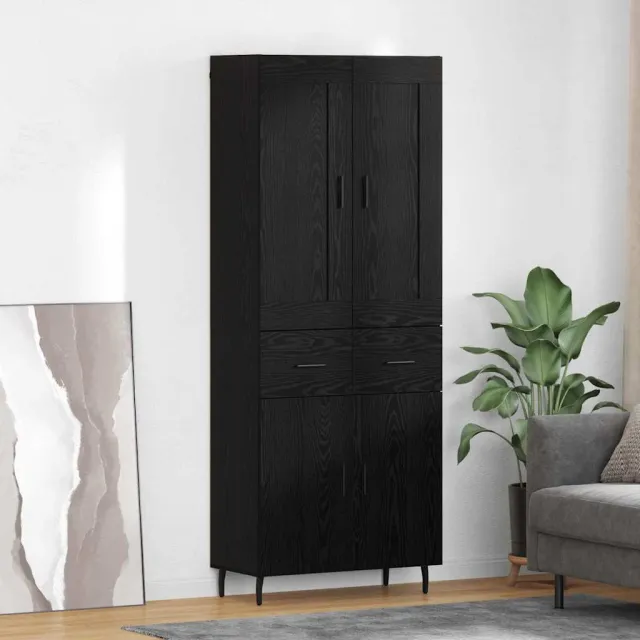 vidaXL Hoge kast 2 st Zwart Eiken 69,5 x 34 x 180 cm Bewerkt hout, foto 2