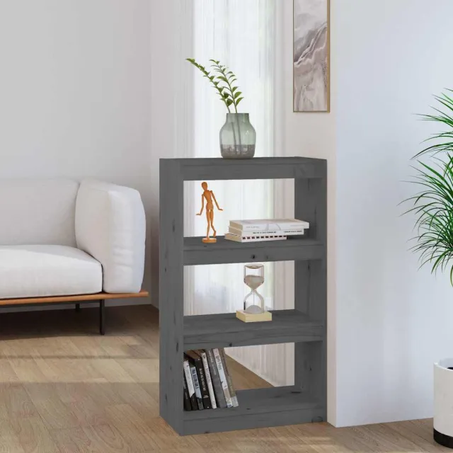 vidaXL Boekenkast/kamerscherm 60x30x103,5 cm massief grenenhout grijs, foto 2