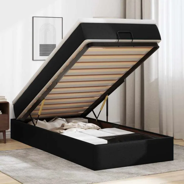 vidaXL Ottoman bed met matras 90x190 cm kunstleer zwart