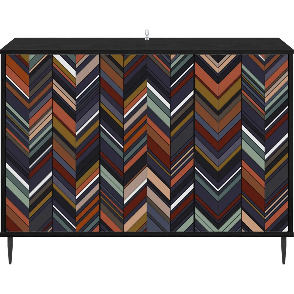 vidaXL Dressoir OMMEN Zwart eiken 102 x 33 x 76 cm Bewerkt hout, foto 4