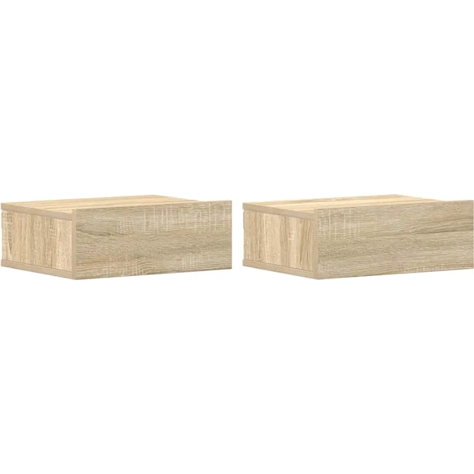 vidaXL Nachtkastjes 2 st 40x30x15 cm bewerkt hout sonoma eikenkleurig Bruin