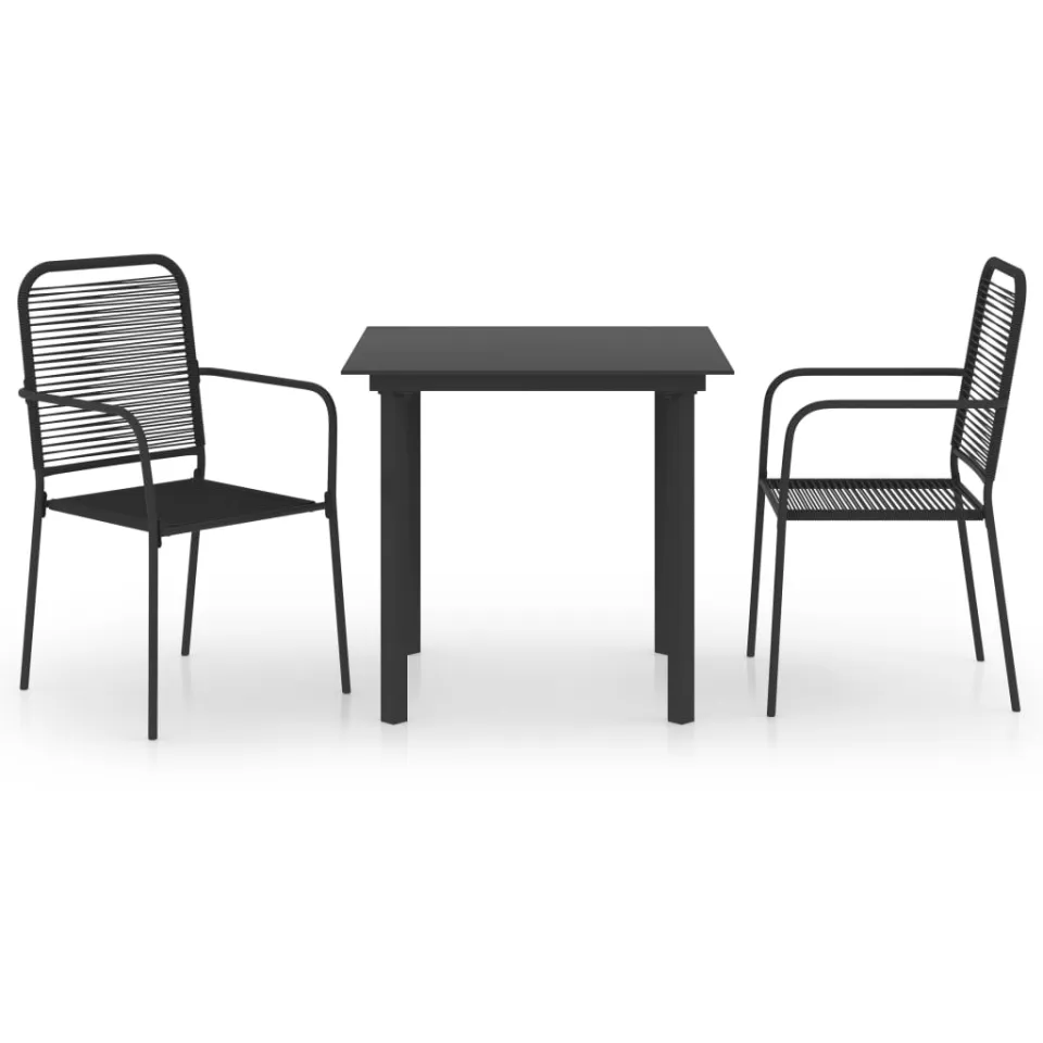 vidaXL 3-delige Tuinset glas en staal zwart, foto 4