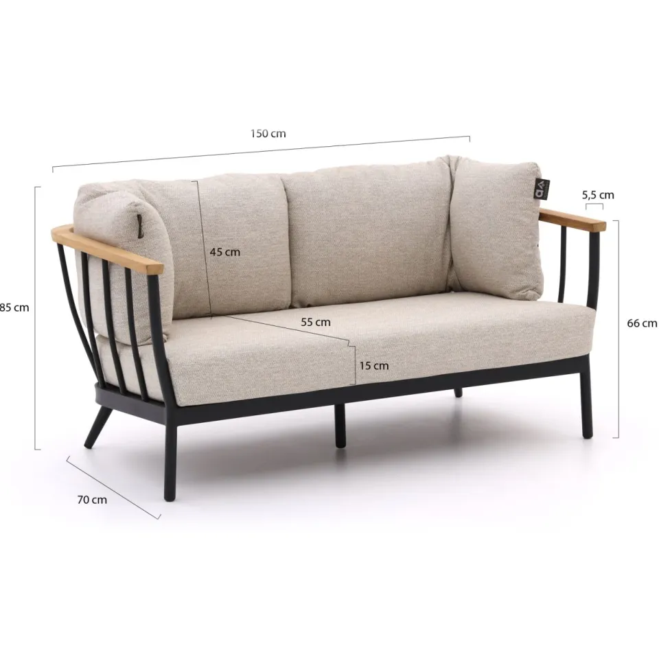 Apple Bee Condor/Tonga stoel-bank loungeset 5-delig 6-zits zwart, foto 4
