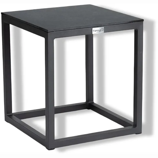 Tierra Outdoor Rio bijzettafel S 40x40cm Hoog 45cm Graphite Trespa HPL Frame antraciet, Graphite blad