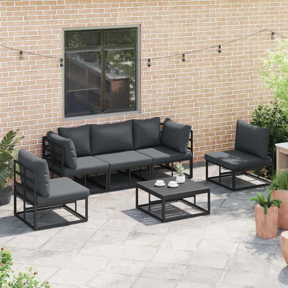 vidaXL Tuinbankenset 6 st Zwart Aluminium, foto 2