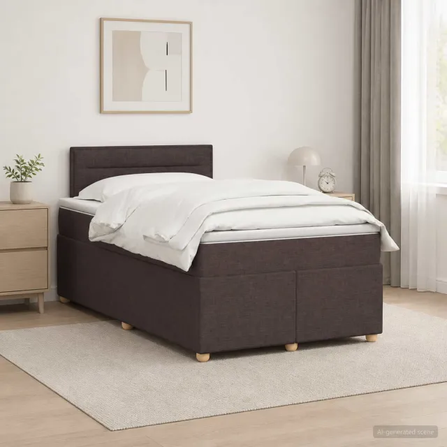 vidaXL Boxspringbed met matras Donkerbruin 120 x 190 cm Stof