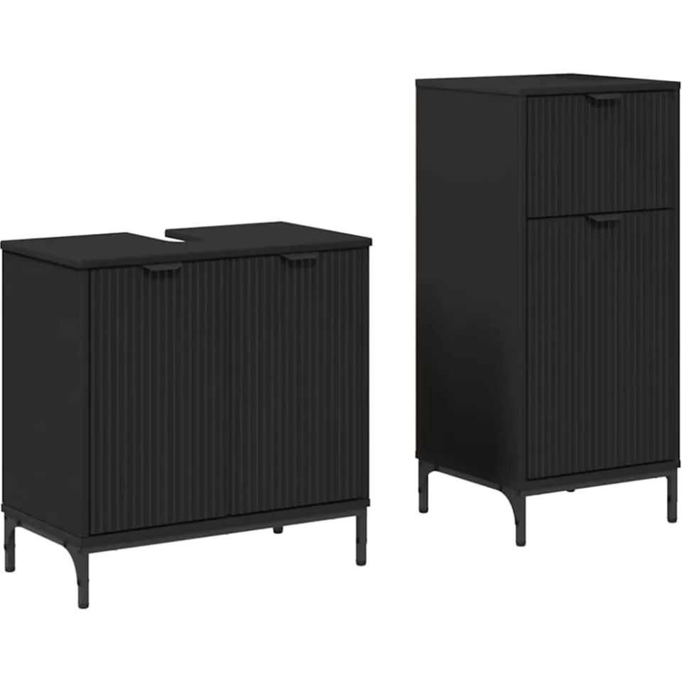 vidaXL Badkamermeubelset 2 st Zwart 39,5 x 36 x 88 cm, foto 3