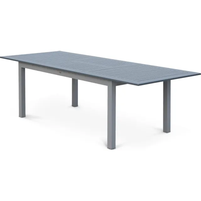 sweeek Uitschuifbare tafel - chicago - tafel en aluminium 175/245cm avec extallonge Grijs