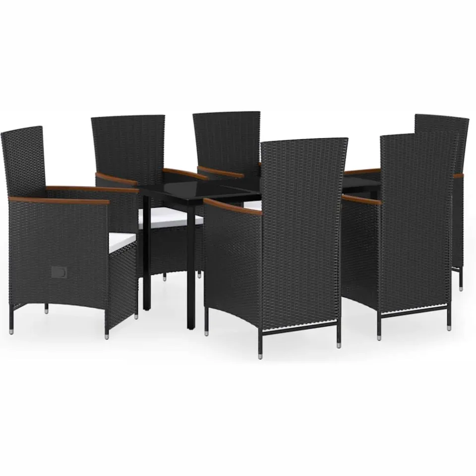 vidaXL 7-delige Tuinset met kussens zwart, foto 3