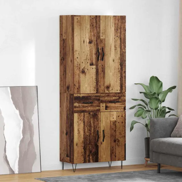 vidaXL Hoge kast 2 st Oudhout 69,5 x 34 x 180 cm Bewerkt hout Bruin