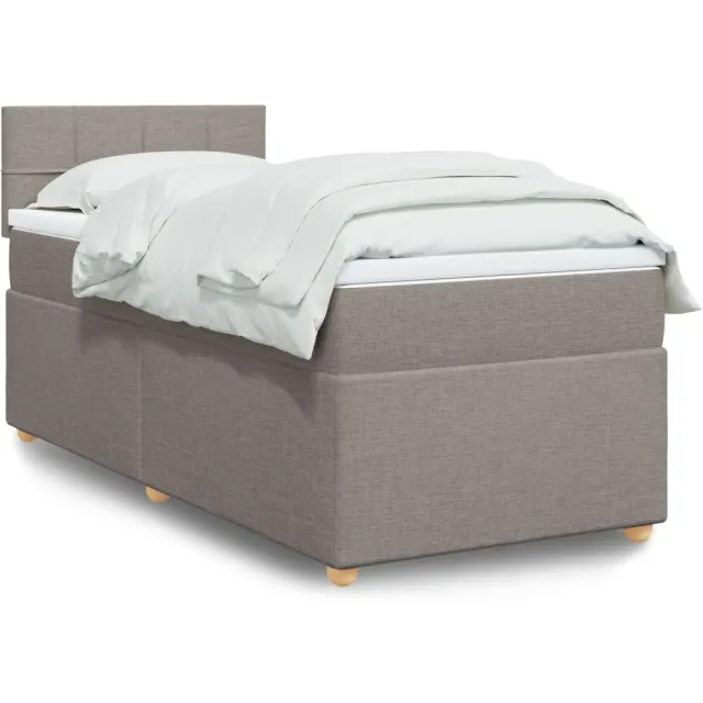 vidaXL Boxspring met matras stof taupe 90x200 cm