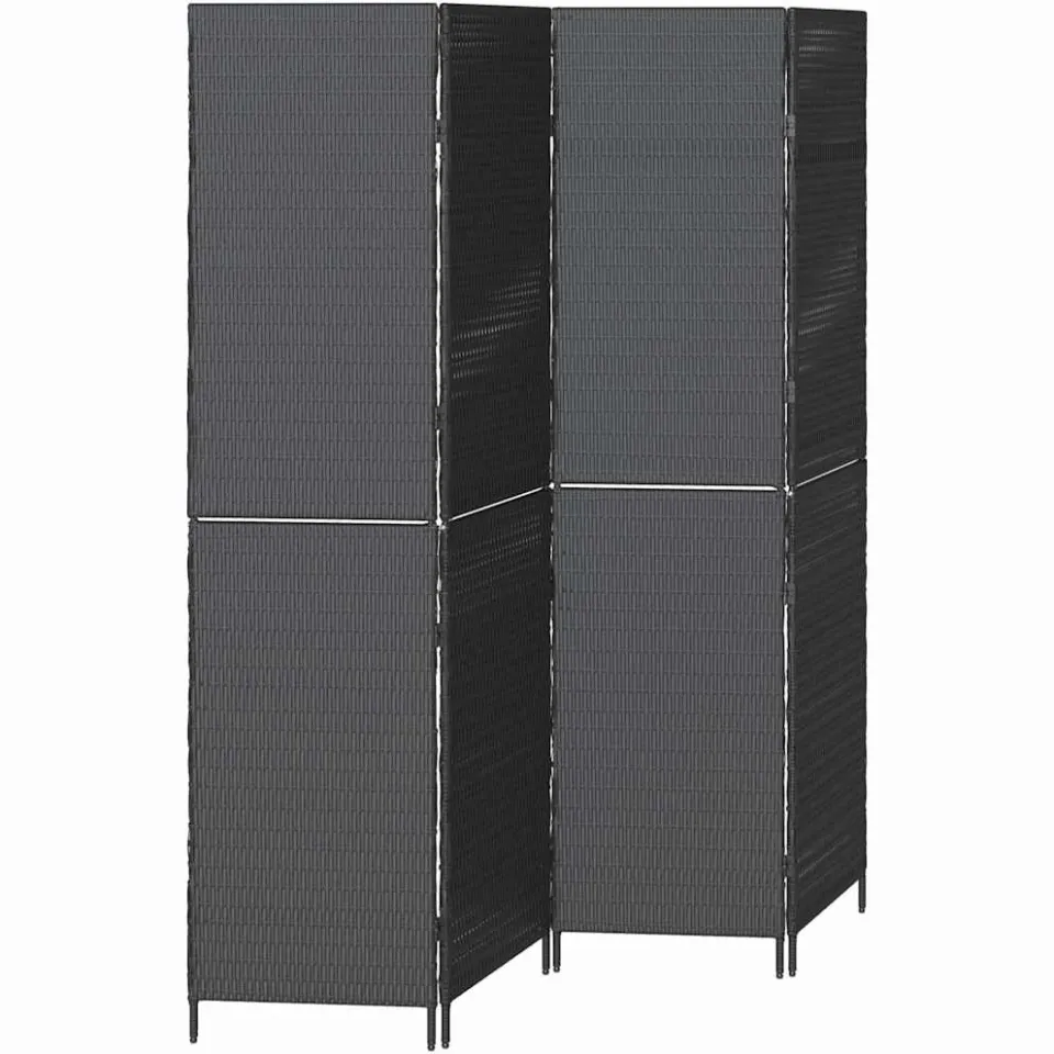 vidaXL Kamerverdeler Zwart 195 x 180 cm poly rattan