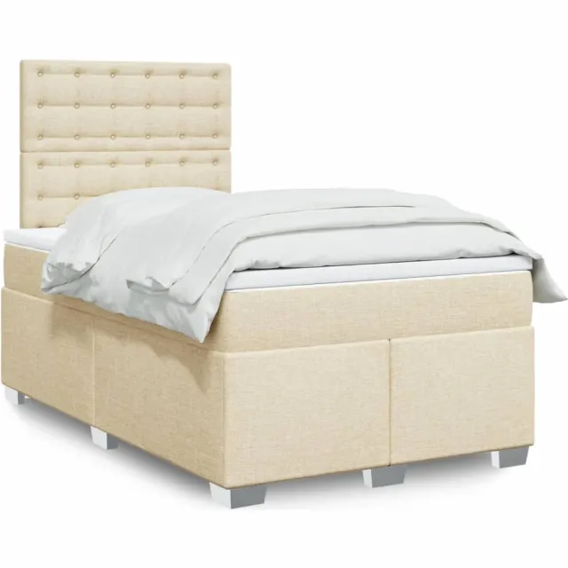vidaXL Boxspring met matras stof crèmekleurig 120x190 cm