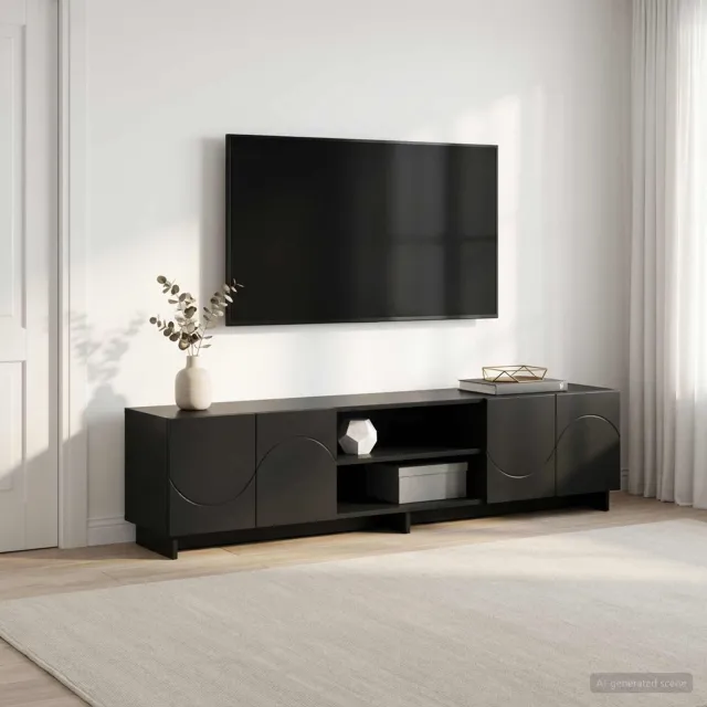 vidaXL TV-standaard 180 x 34,5 x 40 cm Zwart Bewerkt hout