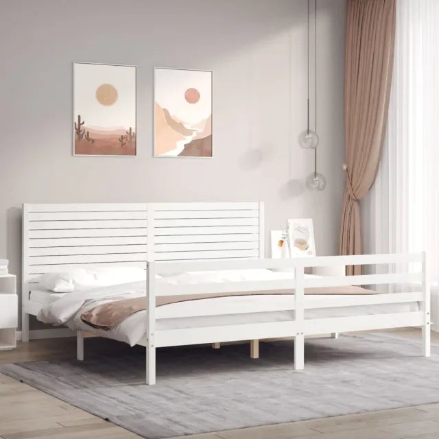 vidaXL Bedframe met hoofdbord massief hout wit 200x200 cm