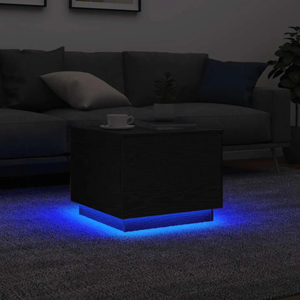 vidaXL Salontafel met LED-verlichting 50x50x40 cm zwart eikenkleurig, foto 5