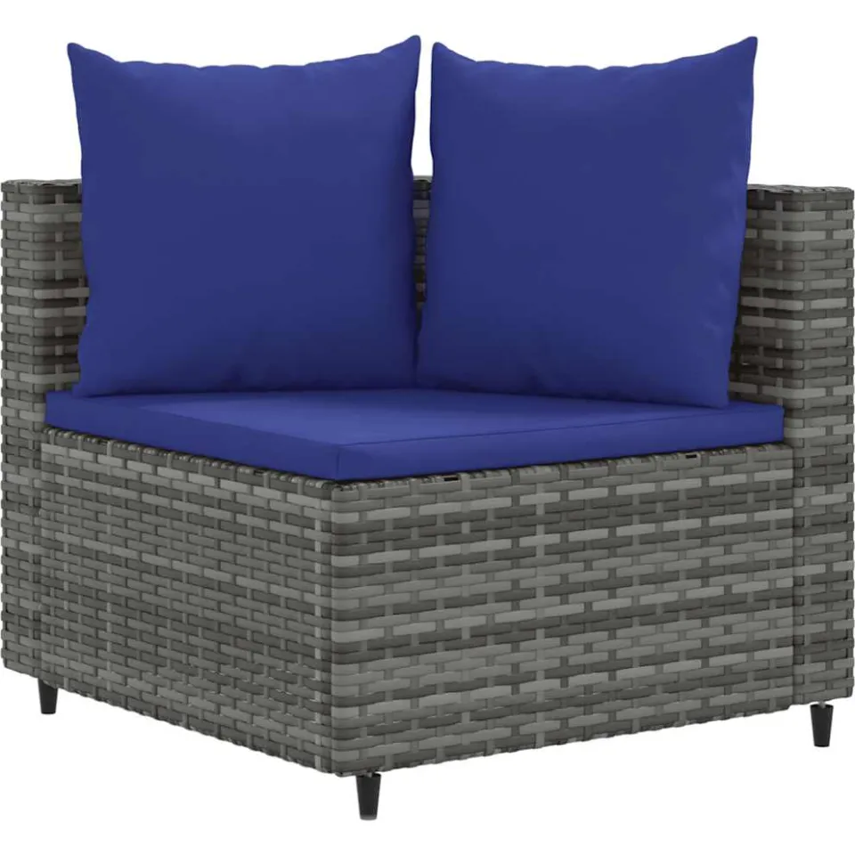 vidaXL 6-delige Loungeset met kussens poly rattan grijs, foto 3