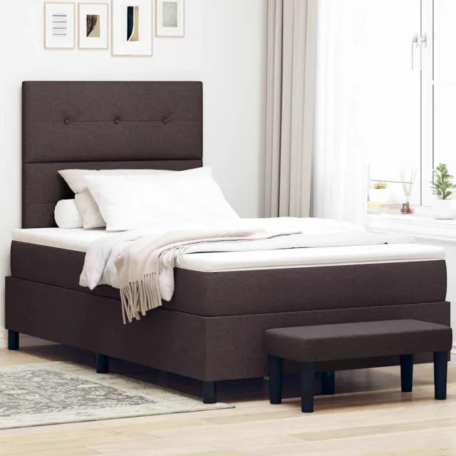 vidaXL Boxspringbed met kussen Donkerbruin 120 x 200 cm Stof