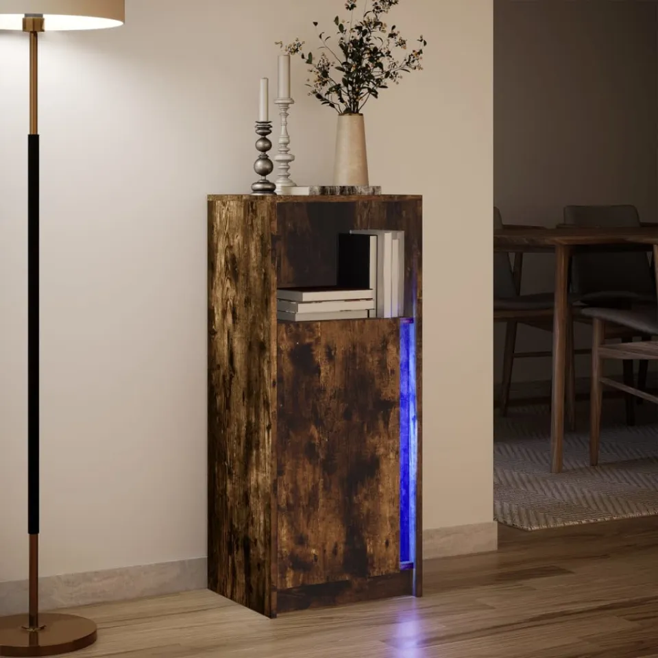 vidaXL Dressoir met LED 42,5x34x100 cm bewerkt hout gerookt eikenkleur, foto 4