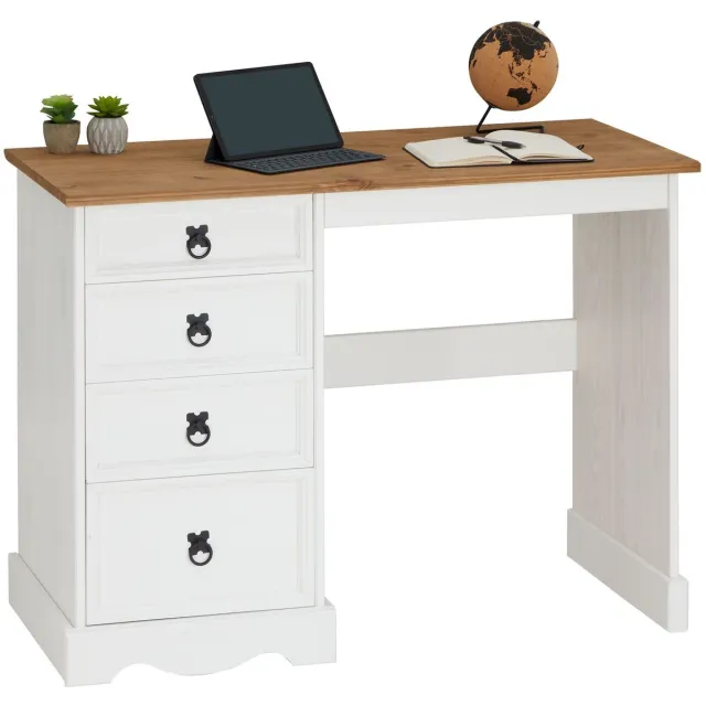 IDIMEX Mexico CAMPO-bureau van massief hout - wit