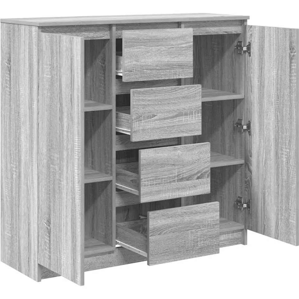 vidaXL Dressoir met lades 100,5x35x98,5 cm spaanplaat grijs Sonoma, foto 4