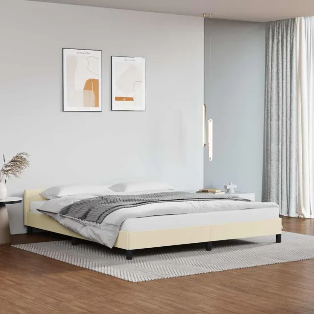 vidaXL Bedframe met hoofdeinde zonder matras 180x200 cm crèmekleurig