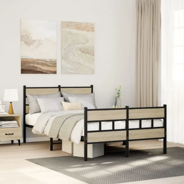 vidaXL Bedframe zonder matras metaal sonoma eikenkleurig 120x190 cm