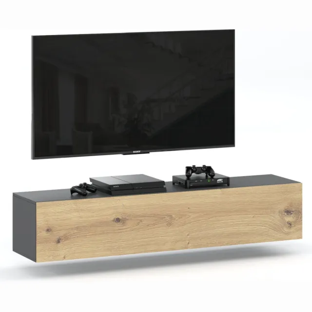 Young AZ Home Tv Meubel Young 200 cm Antraciet Eiken Tv Kast Hangend Kast Woonkamer Wandkast