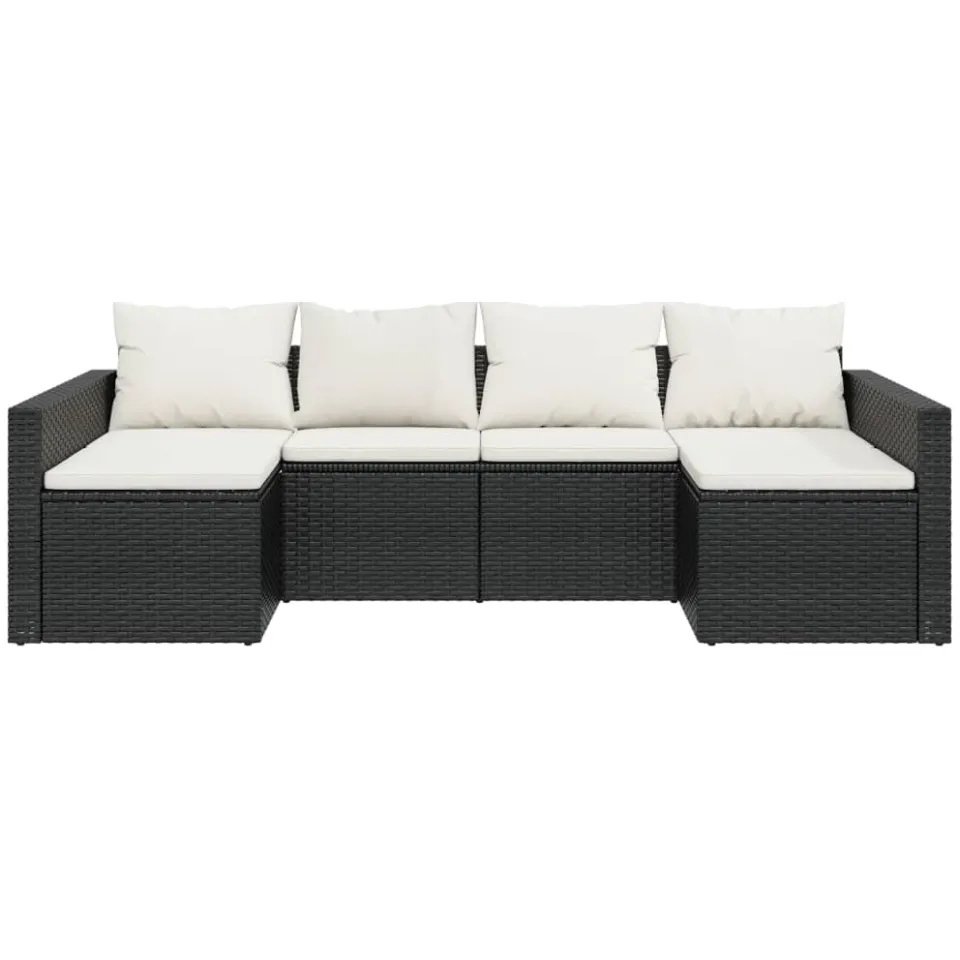 vidaXL 2-delige Loungeset met kussens poly rattan zwart, foto 3