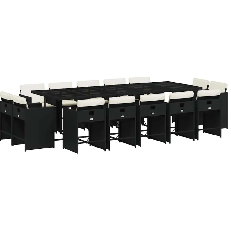vidaXL 15-delige Tuinset met kussens poly rattan zwart, foto 3