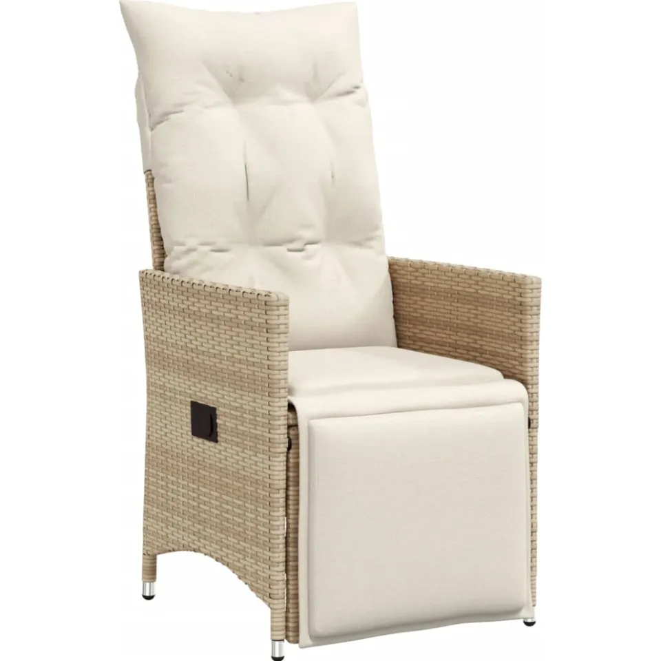 vidaXL 9-delige Bistroset met kussens poly rattan beige
