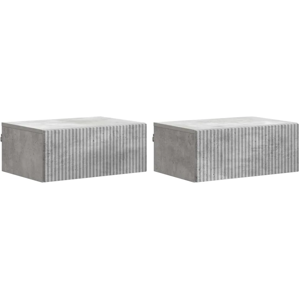 vidaXL Wandbeugel Bedkast 2 st Betongrijs 49 x 34,5 x 20 cm grijs, foto 3